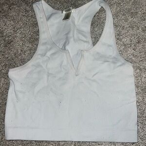 White tank top with small v cut